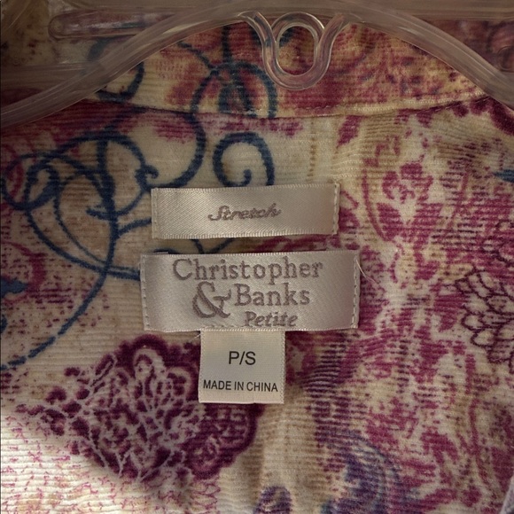 Christopher & Banks Floral Corduroy Jacket - Pink, Blue, Purple - Picture 2 of 4